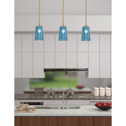 Toltec Atlas 4.5in 1-Light Mini Pendant | New Age Brass and Blue Gradient Glass | Kitchen Island & Dining Room | 4.5 x 6.75 in | Model 4501-NAB-265