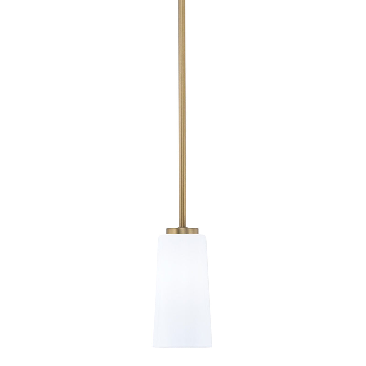 Toltec Atlas 5in 1-Light Mini Pendant | New Age Brass and White Opal Glass | Kitchen Island & Dining Room | 5 x 10 in | Model 4501-NAB-291