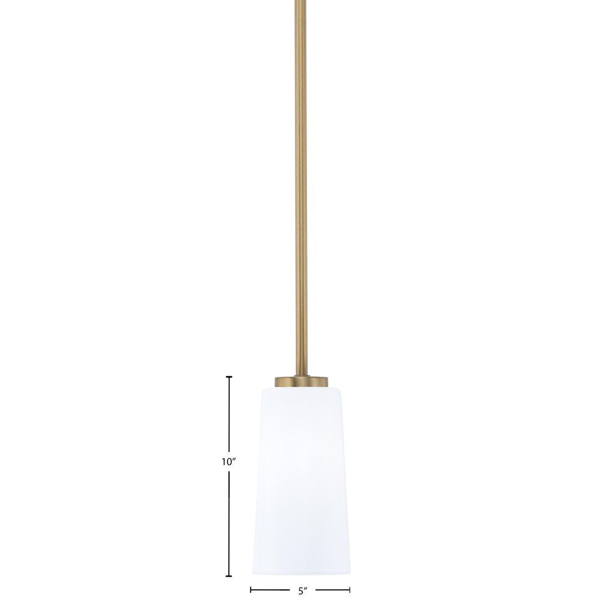 Toltec Atlas 5in 1-Light Mini Pendant | New Age Brass and White Opal Glass | Kitchen Island & Dining Room | 5 x 10 in | Model 4501-NAB-291