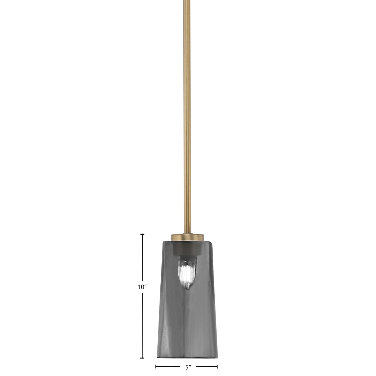 Toltec Atlas 5in 1-Light Mini Pendant | New Age Brass and Smoke Bubble Glass | Kitchen Island & Dining Room | 5 x 10 in | Model 4501-NAB-292