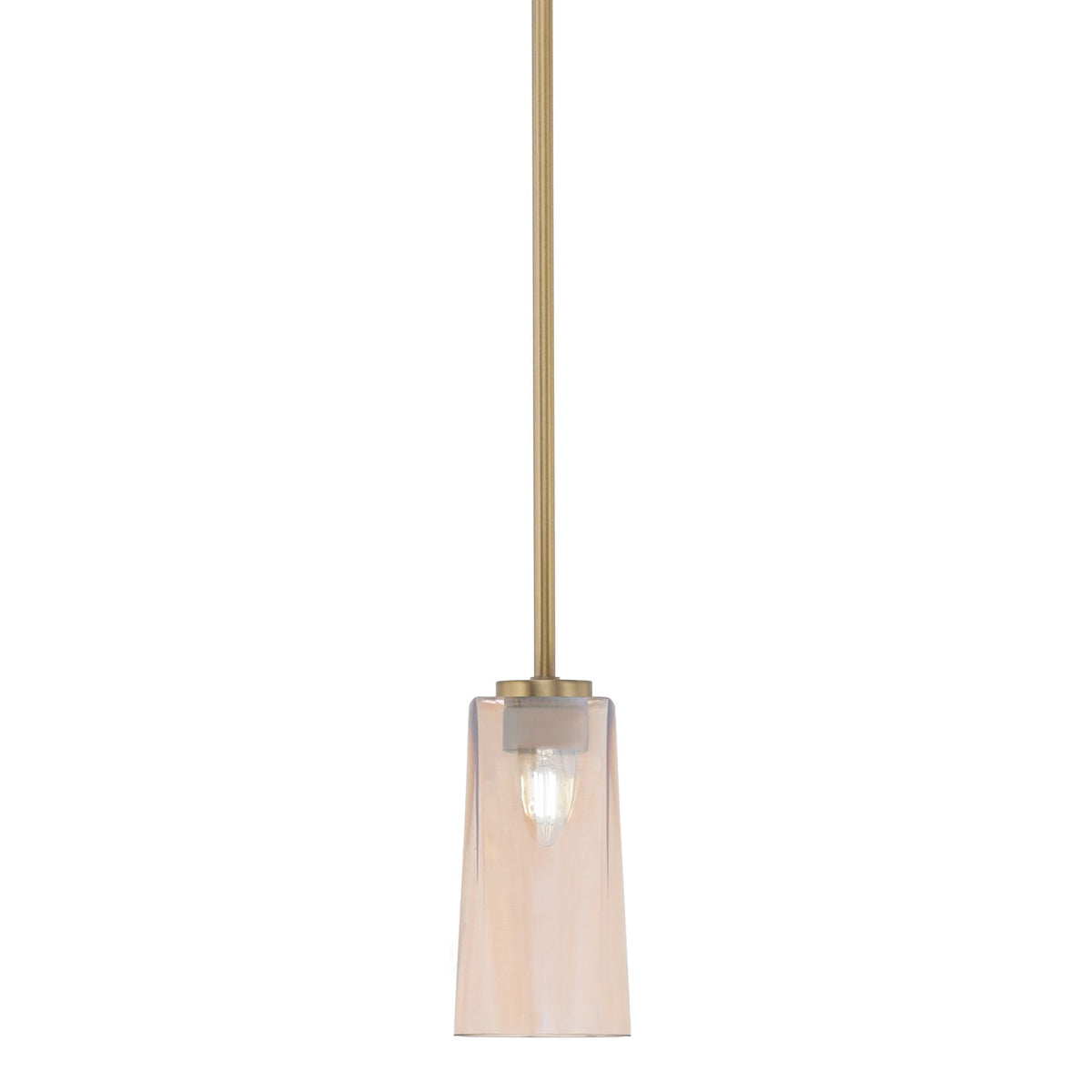 Toltec Atlas 5in 1-Light Mini Pendant | New Age Brass and Amber Gradient Glass | Kitchen Island & Dining Room | 5 x 10 in | Model 4501-NAB-293