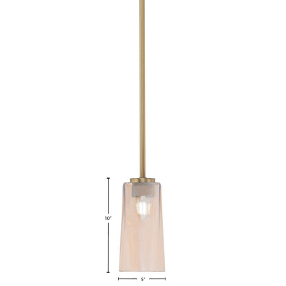 Toltec Atlas 5in 1-Light Mini Pendant | New Age Brass and Amber Gradient Glass | Kitchen Island & Dining Room | 5 x 10 in | Model 4501-NAB-293