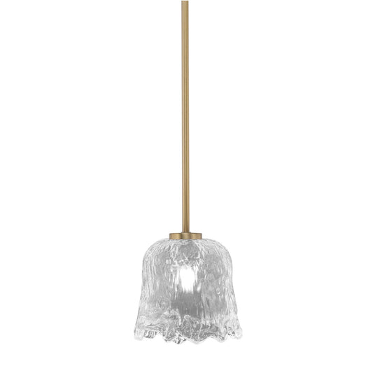 Toltec Atlas 7in 1-Light Mini Pendant | New Age Brass and Clear Lava Glass | Kitchen Island & Dining Room | 7 x 7 x 7 in | Model 4501-NAB-4230
