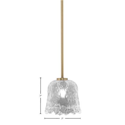 Toltec Atlas 7in 1-Light Mini Pendant | New Age Brass and Clear Lava Glass | Kitchen Island & Dining Room | 7 x 7 x 7 in | Model 4501-NAB-4230