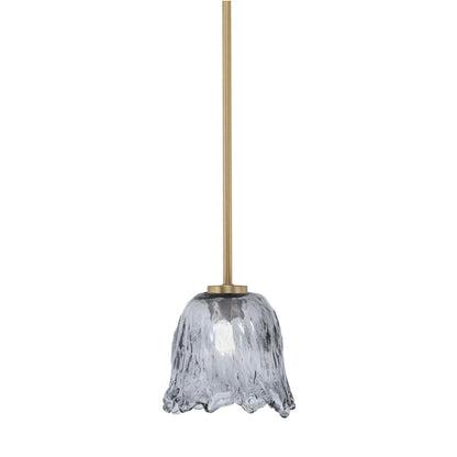 Toltec Atlas 7in 1-Light Mini Pendant | New Age Brass and Smoke Lava Glass | Kitchen Island & Dining Room | 7 x 7 x 7 in | Model 4501-NAB-4232