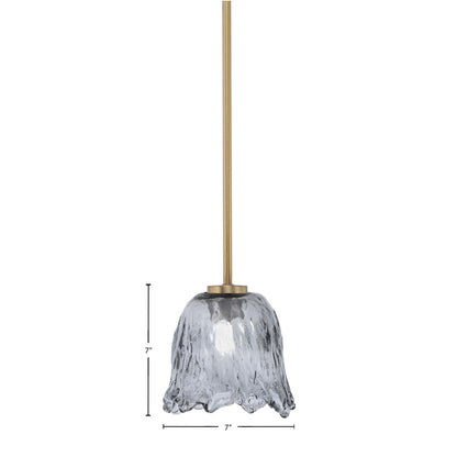 Toltec Atlas 7in 1-Light Mini Pendant | New Age Brass and Smoke Lava Glass | Kitchen Island & Dining Room | 7 x 7 x 7 in | Model 4501-NAB-4232