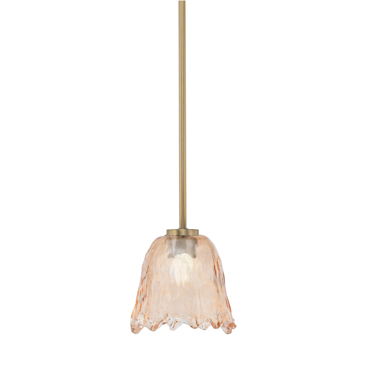 Toltec Atlas 7in 1-Light Mini Pendant | New Age Brass and Amber Lava Glass | Kitchen Island & Dining Room | 7 x 7 x 7 in | Model 4501-NAB-4233