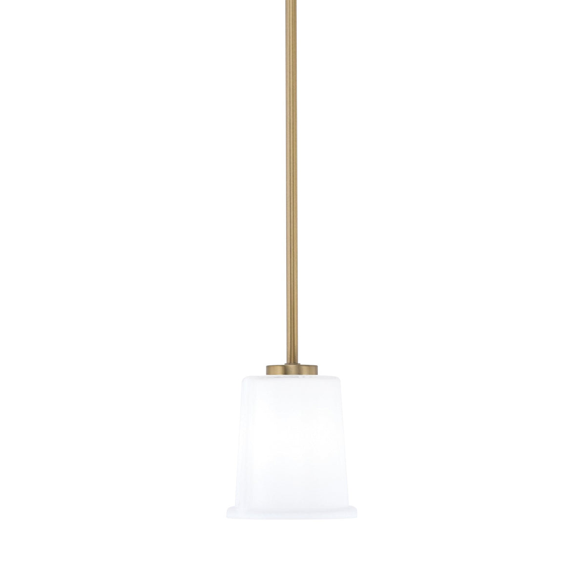 Toltec Atlas 5in 1-Light Mini Pendant | New Age Brass and White Opal Glass | Kitchen Island & Dining Room | 5 x 6 in | Model 4501-NAB-5031