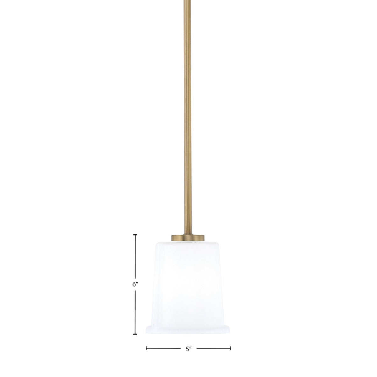 Toltec Atlas 5in 1-Light Mini Pendant | New Age Brass and White Opal Glass | Kitchen Island & Dining Room | 5 x 6 in | Model 4501-NAB-5031