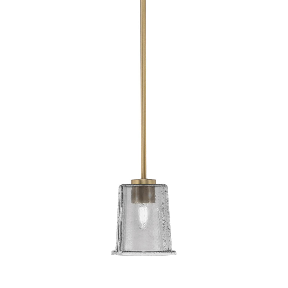 Toltec Atlas 5in 1-Light Mini Pendant | New Age Brass and Smoke Bubble Glass | Kitchen Island & Dining Room | 5 x 6 in | Model 4501-NAB-5032