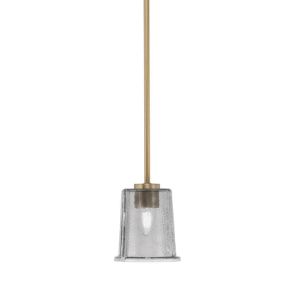 Toltec Atlas 5in 1-Light Mini Pendant | New Age Brass and Smoke Bubble Glass | Kitchen Island & Dining Room | 5 x 6 in | Model 4501-NAB-5032
