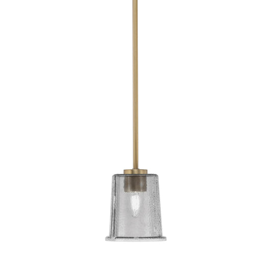 Toltec Atlas 5in 1-Light Mini Pendant | New Age Brass and Smoke Bubble Glass | Kitchen Island & Dining Room | 5 x 6 in | Model 4501-NAB-5032