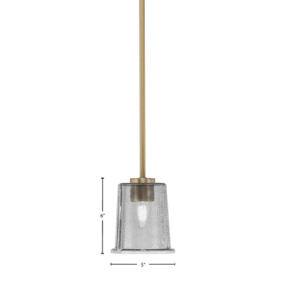 Toltec Atlas 5in 1-Light Mini Pendant | New Age Brass and Smoke Bubble Glass | Kitchen Island & Dining Room | 5 x 6 in | Model 4501-NAB-5032