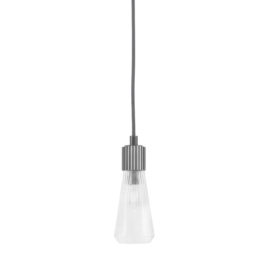 Toltec Everleigh 4in 1-Light Mini Pendant | Industrial Graphite and Clear Ribbed Glass | Kitchen Island & Bar | 4 x 10 in | Model 4802-GP-880