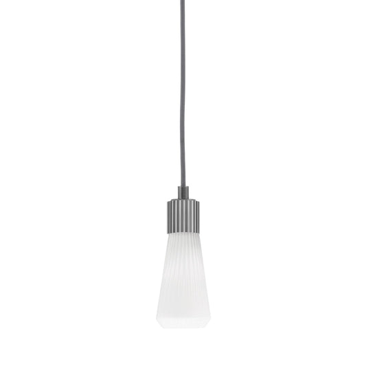 Toltec Everleigh 4in 1-Light Mini Pendant | Industrial Graphite and White Opal Ribbed Glass | Kitchen Island & Entryway | 4 x 10 in | Model 4802-GP-881