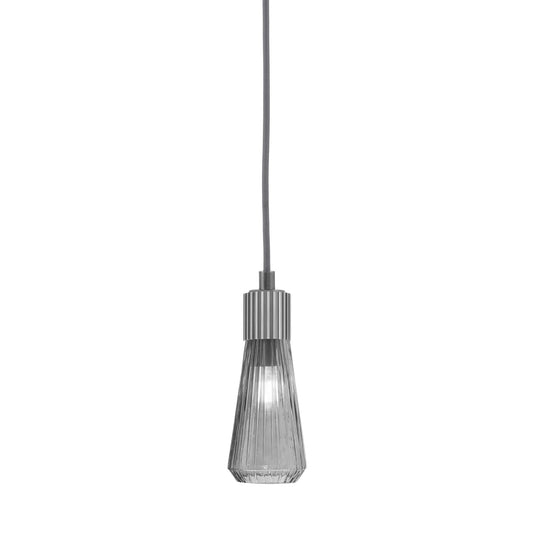 Toltec Everleigh 4in 1-Light Mini Pendant | Industrial Graphite and Smoke Ribbed Glass | Kitchen Island & Bar | 4 x 10 in | Model 4802-GP-882