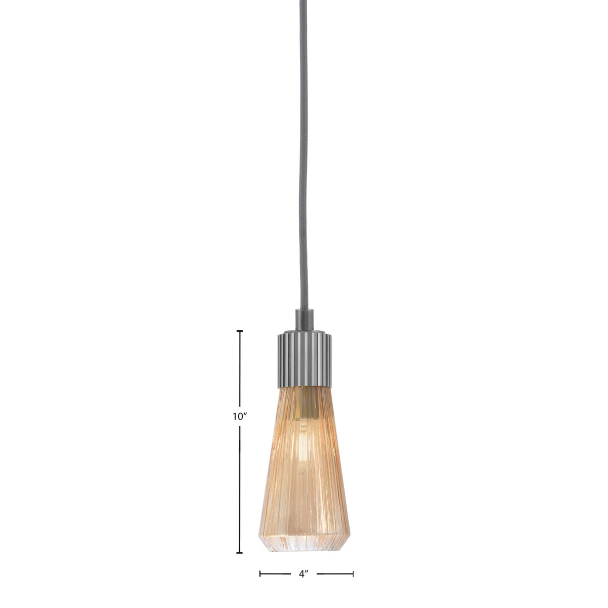 Toltec Everleigh 4in 1-Light Mini Pendant | Industrial Graphite and Amber Ribbed Glass | Kitchen Island & Dining Room | 4 x 10 in | Model 4802-GP-883