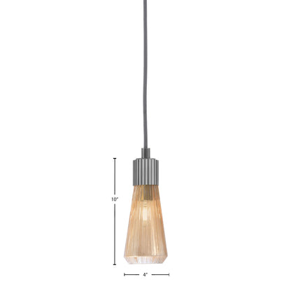 Toltec Everleigh 4in 1-Light Mini Pendant | Industrial Graphite and Amber Ribbed Glass | Kitchen Island & Dining Room | 4 x 10 in | Model 4802-GP-883