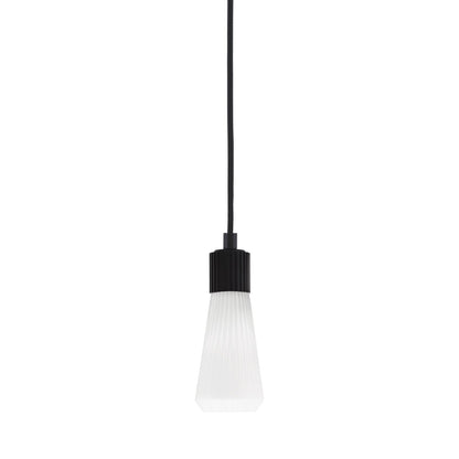 Toltec Everleigh 4in 1-Light Mini Pendant | Industrial Matte Black Steel and White Opal Ribbed Glass | Kitchen Island & Dining Room | 4 x 10 in | Model 4802-MB-881