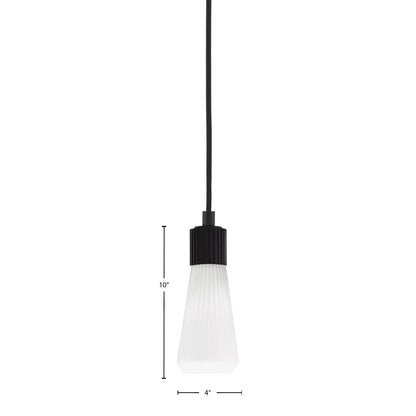 Toltec Everleigh 4in 1-Light Mini Pendant | Industrial Matte Black Steel and White Opal Ribbed Glass | Kitchen Island & Dining Room | 4 x 10 in | Model 4802-MB-881