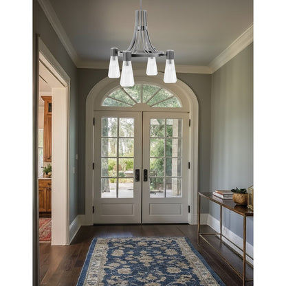 Toltec Everleigh 24in 4-Light Chandelier | Graphite Steel and Clear Ribbed Glass | Dining Room & Kitchen Island | 24 x 23 in | Model 4814-GP-880