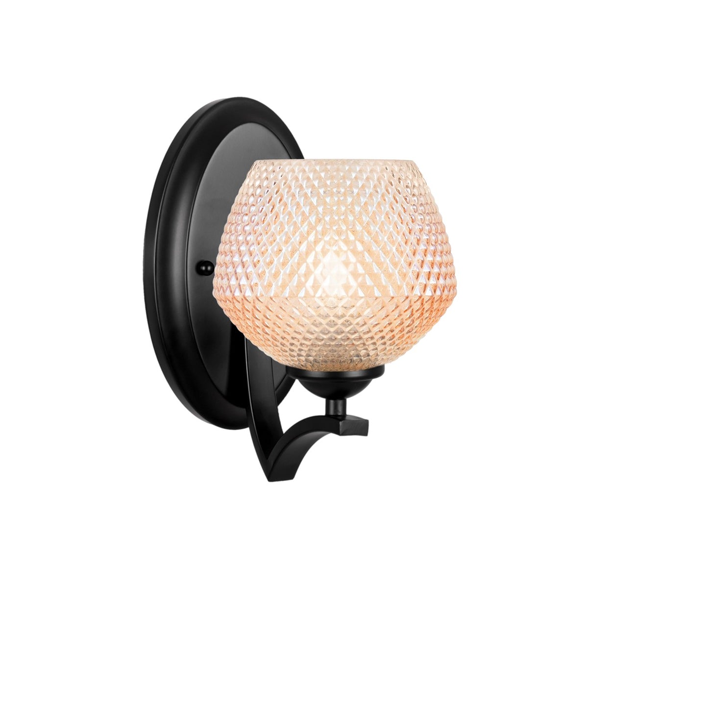 Toltec Zilo 6in 1-Light Wall Sconce | Industrial Matte Black Steel and Amber Textured Glass | Hallway & Bedroom Accent | 6 x 9.5 in | Model 551-MB-4623