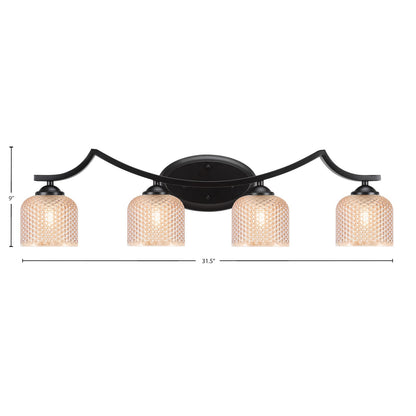 Toltec Zilo 31.5in 4-Light Bath Bar | Matte Black Steel and Amber Textured Glass | Bathroom Vanity & Powder Room | 31.5 x 9 x 8 in | Model 554-MB-4613