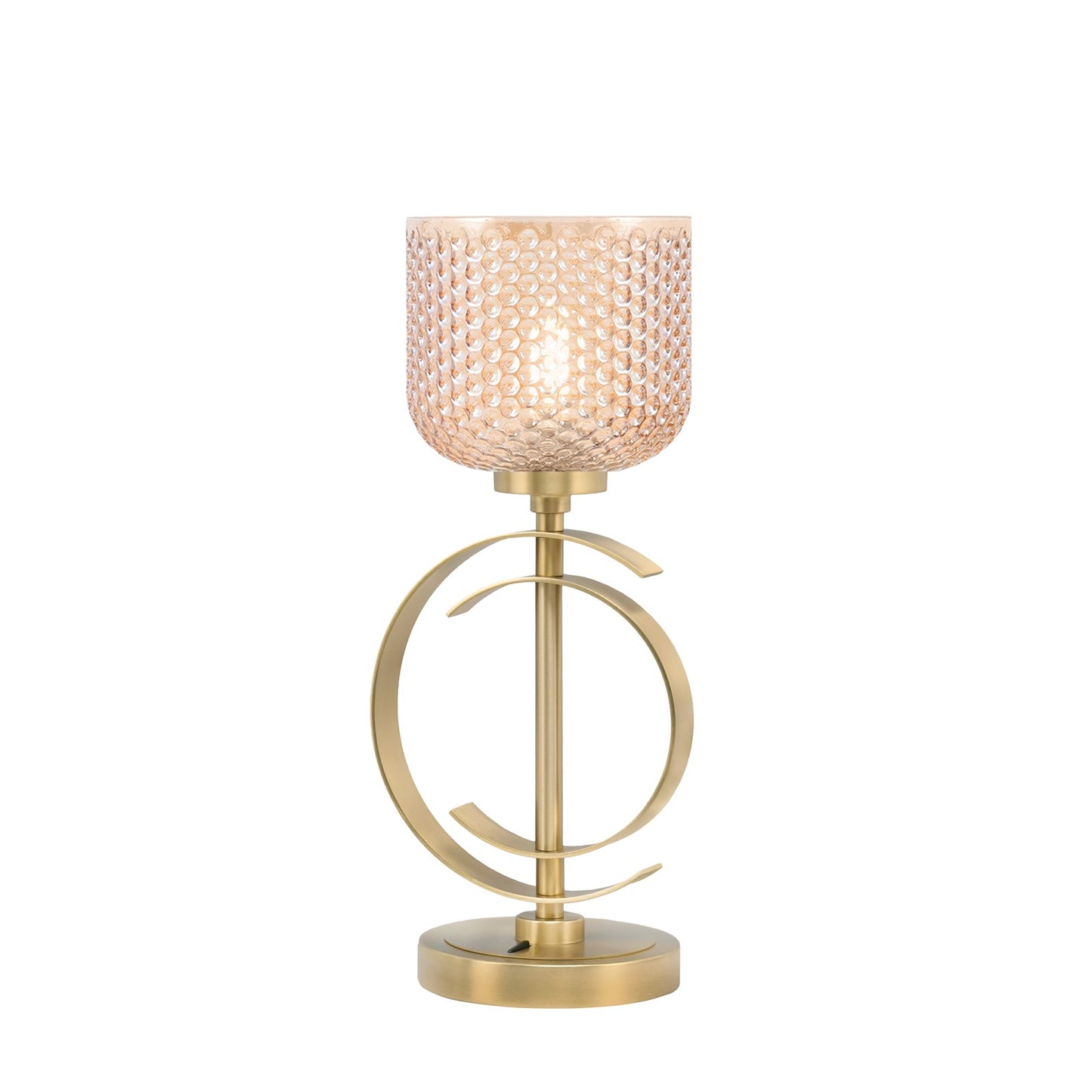 Toltec Accent Lamp 1-Light Table Lamp | Modern New Age Brass Steel and Amber Textured Glass | Bedside & Desk Accent | 7.25 x 7.25 x 16.75 in | Model 56-NAB-4613