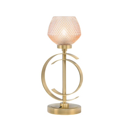Toltec Accent Lamp 1-Light Table Lamp | New Age Brass Steel and Amber Textured Glass | Bedside & Living Room Accent | 7.25 x 7.25 x 16.75 in | Model 56-NAB-4623