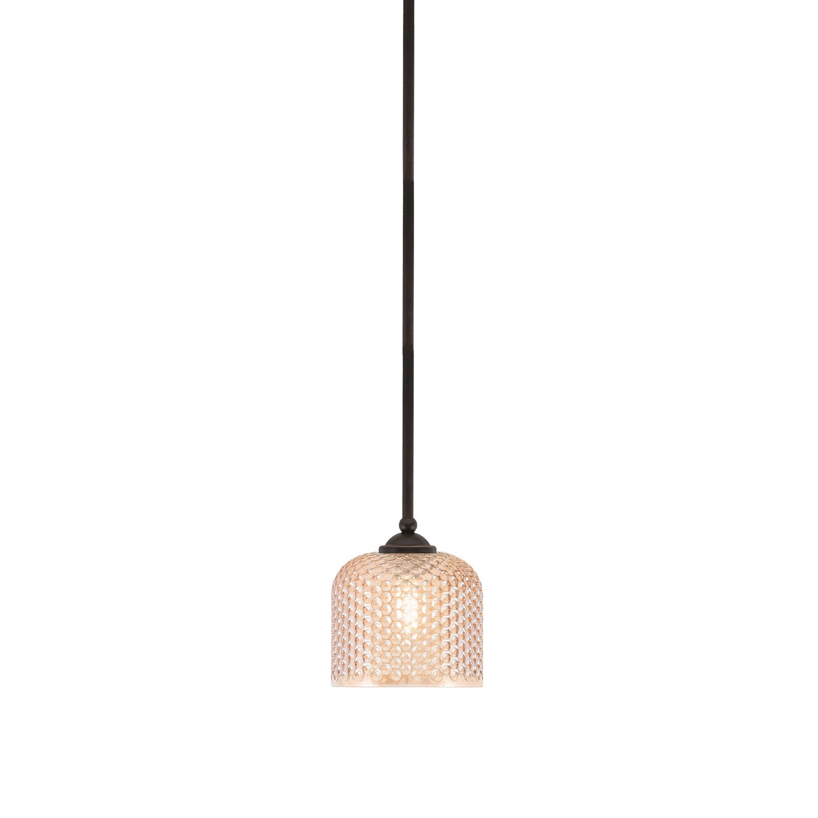 Toltec Zilo 6in 1-Light Mini Pendant | Modern Dark Granite Steel and Amber Textured Glass | Kitchen Island & Counter | 6 x 6 x 6.5 in | Model 560-DG-4613