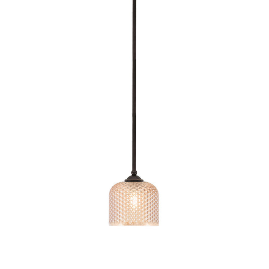 Toltec Zilo 6in 1-Light Mini Pendant | Modern Dark Granite Steel and Amber Textured Glass | Kitchen Island & Counter | 6 x 6 x 6.5 in | Model 560-DG-4613