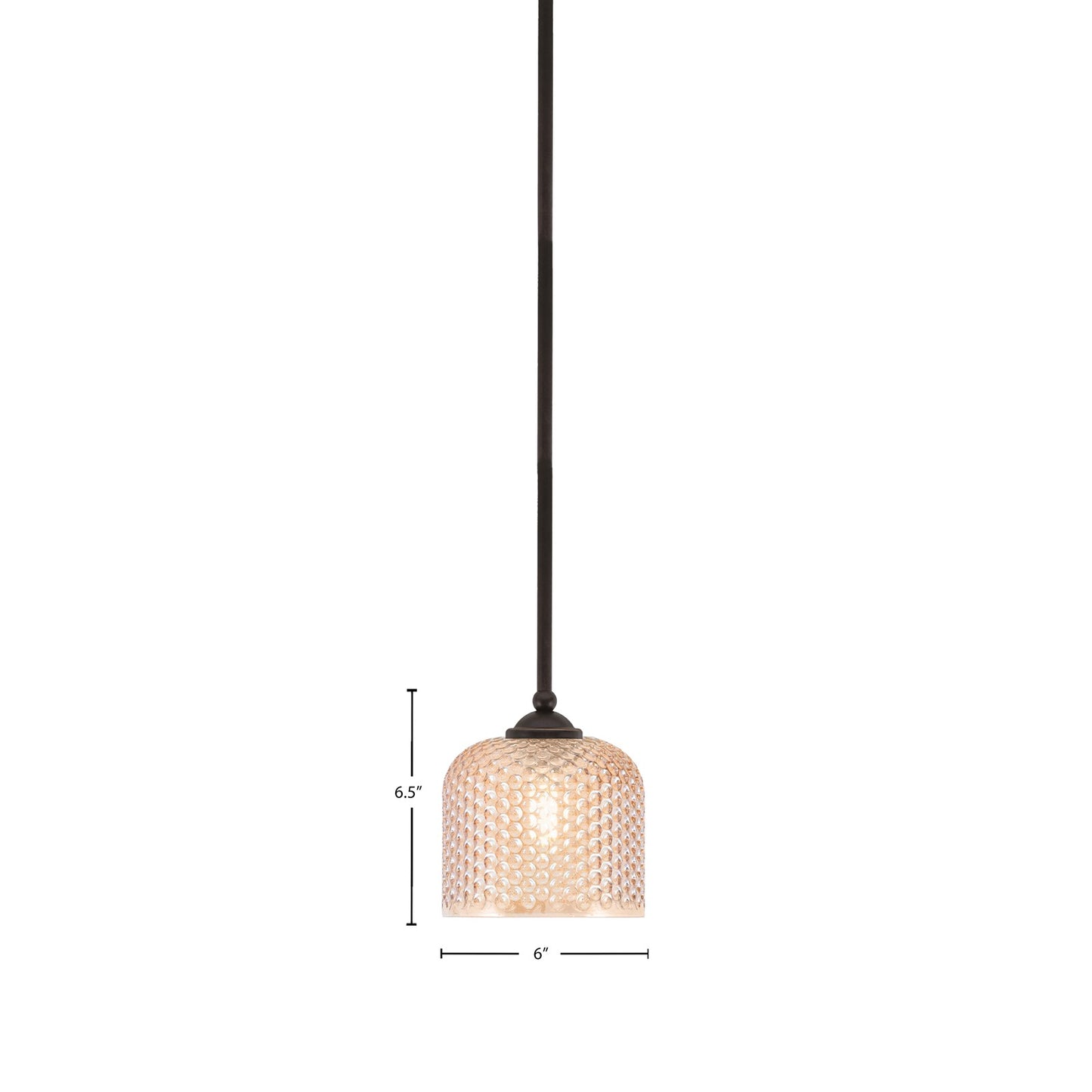 Toltec Zilo 6in 1-Light Mini Pendant | Modern Dark Granite Steel and Amber Textured Glass | Kitchen Island & Counter | 6 x 6 x 6.5 in | Model 560-DG-4613