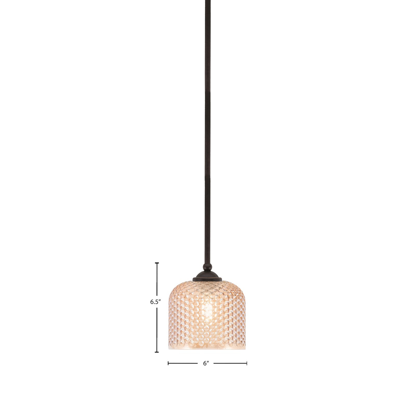 Toltec Zilo 6in 1-Light Mini Pendant | Modern Dark Granite Steel and Amber Textured Glass | Kitchen Island & Counter | 6 x 6 x 6.5 in | Model 560-DG-4613