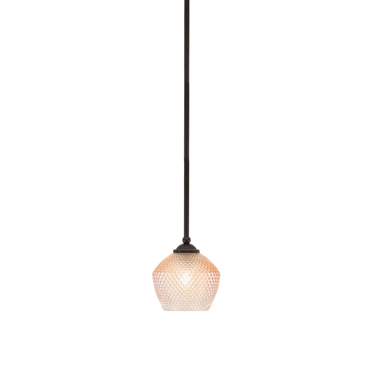 Toltec Zilo 6in 1-Light Mini Pendant | Dark Granite Steel and Amber Textured Glass | Kitchen Island & Accent Lighting | 6 x 6 x 6.5 in | Model 560-DG-4623