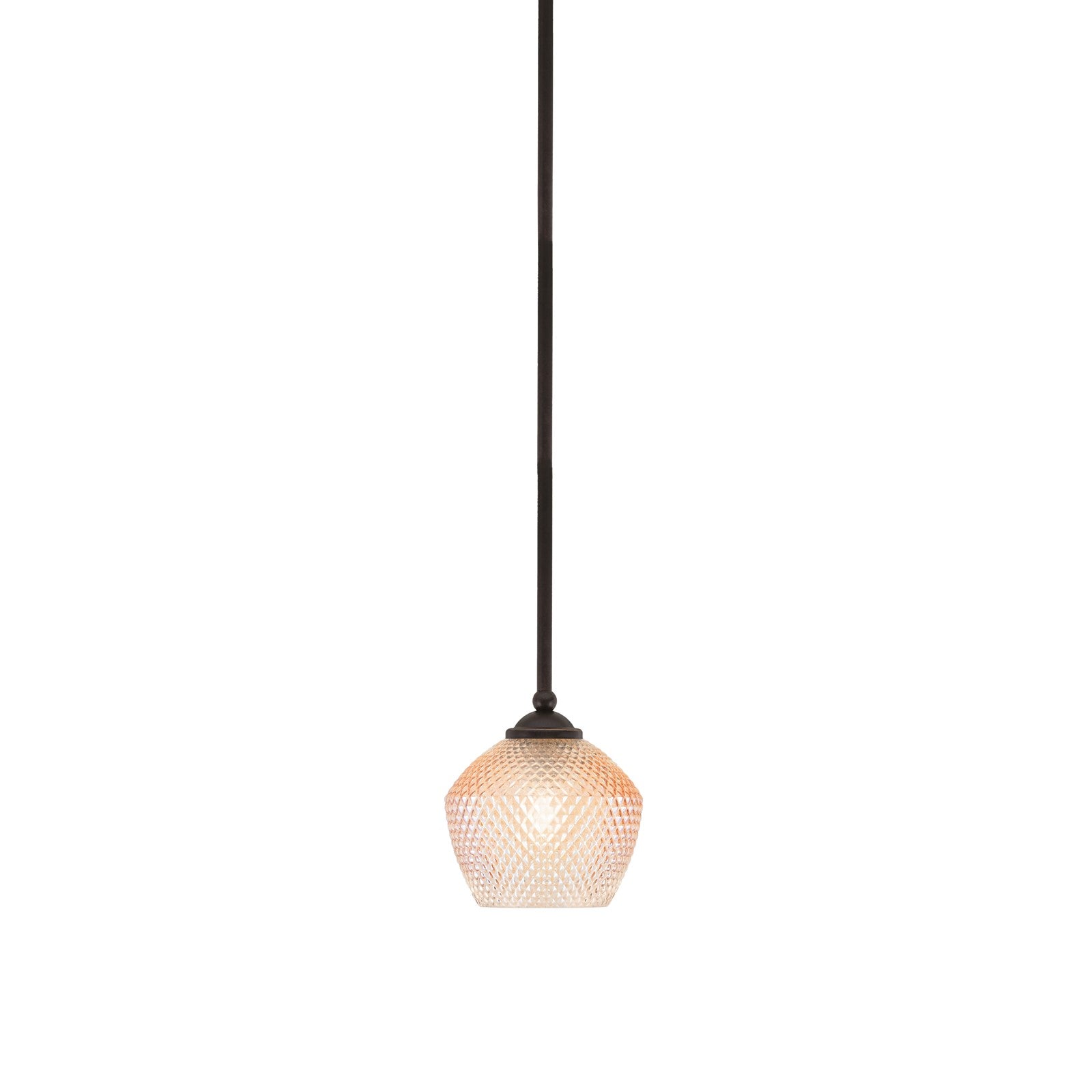 Toltec Zilo 6in 1-Light Mini Pendant | Dark Granite Steel and Amber Textured Glass | Kitchen Island & Accent Lighting | 6 x 6 x 6.5 in | Model 560-DG-4623