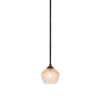 Toltec Zilo 6in 1-Light Mini Pendant | Dark Granite Steel and Amber Textured Glass | Kitchen Island & Accent Lighting | 6 x 6 x 6.5 in | Model 560-DG-4623