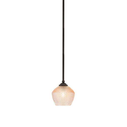 Toltec Zilo 6in 1-Light Mini Pendant | Dark Granite Steel and Amber Textured Glass | Kitchen Island & Accent Lighting | 6 x 6 x 6.5 in | Model 560-DG-4623