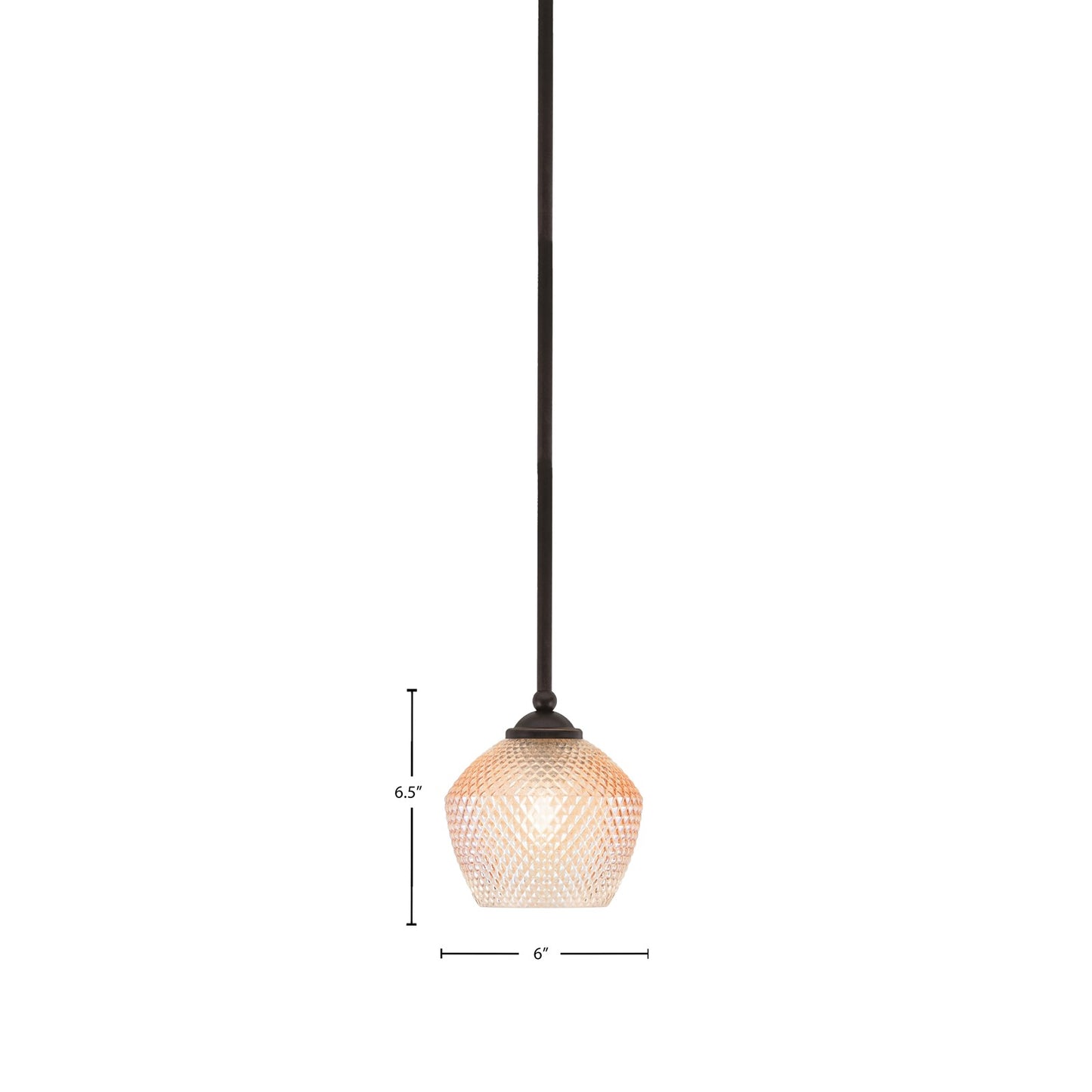Toltec Zilo 6in 1-Light Mini Pendant | Dark Granite Steel and Amber Textured Glass | Kitchen Island & Accent Lighting | 6 x 6 x 6.5 in | Model 560-DG-4623