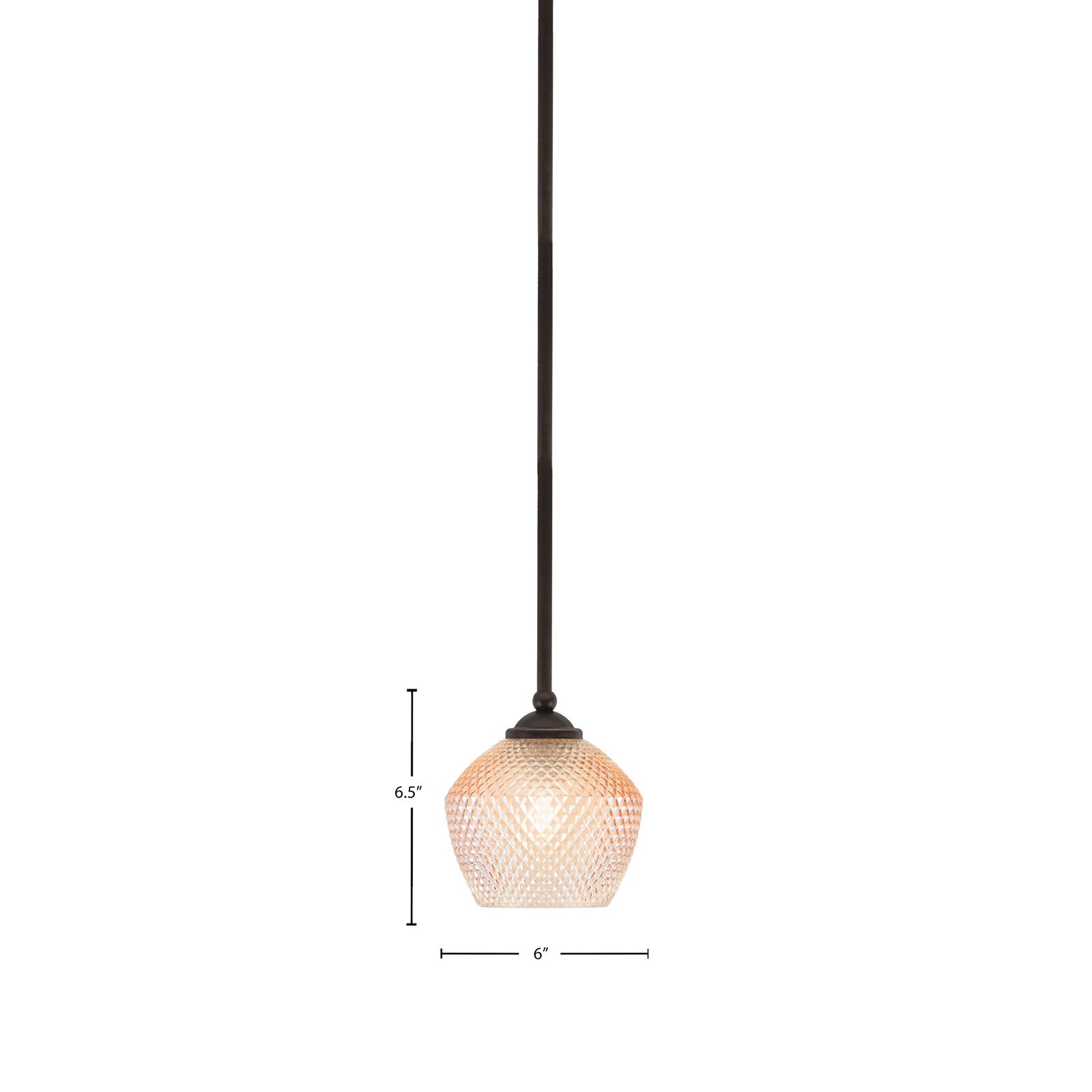 Toltec Zilo 6in 1-Light Mini Pendant | Dark Granite Steel and Amber Textured Glass | Kitchen Island & Accent Lighting | 6 x 6 x 6.5 in | Model 560-DG-4623