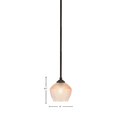 Toltec Zilo 6in 1-Light Mini Pendant | Dark Granite Steel and Amber Textured Glass | Kitchen Island & Accent Lighting | 6 x 6 x 6.5 in | Model 560-DG-4623