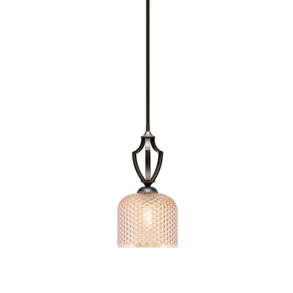 Toltec Zilo 6in 1-Light Mini Pendant | Modern Dark Granite Steel and Amber Textured Glass | Kitchen Island & Counter | 6 x 6 x 13.75 in | Model 561-DG-4613