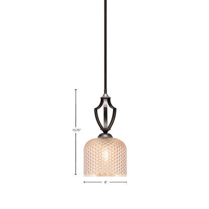 Toltec Zilo 6in 1-Light Mini Pendant | Modern Dark Granite Steel and Amber Textured Glass | Kitchen Island & Counter | 6 x 6 x 13.75 in | Model 561-DG-4613