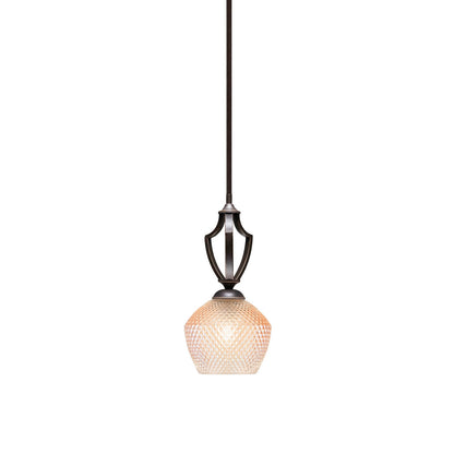 Toltec Zilo 6in 1-Light Mini Pendant | Dark Granite Steel and Amber Textured Glass | Kitchen Island & Dining Room | 6 x 6 x 13.75 in | Model 561-DG-4623