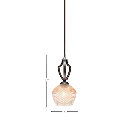 Toltec Zilo 6in 1-Light Mini Pendant | Dark Granite Steel and Amber Textured Glass | Kitchen Island & Dining Room | 6 x 6 x 13.75 in | Model 561-DG-4623
