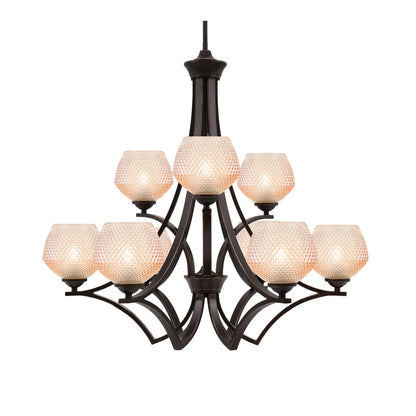Toltec Zilo 30in 9-Light Chandelier | Dark Granite Steel and Amber Textured Glass | Dining Room & Foyer | 30 x 30 x 27.75 in | Model 569-DG-4623
