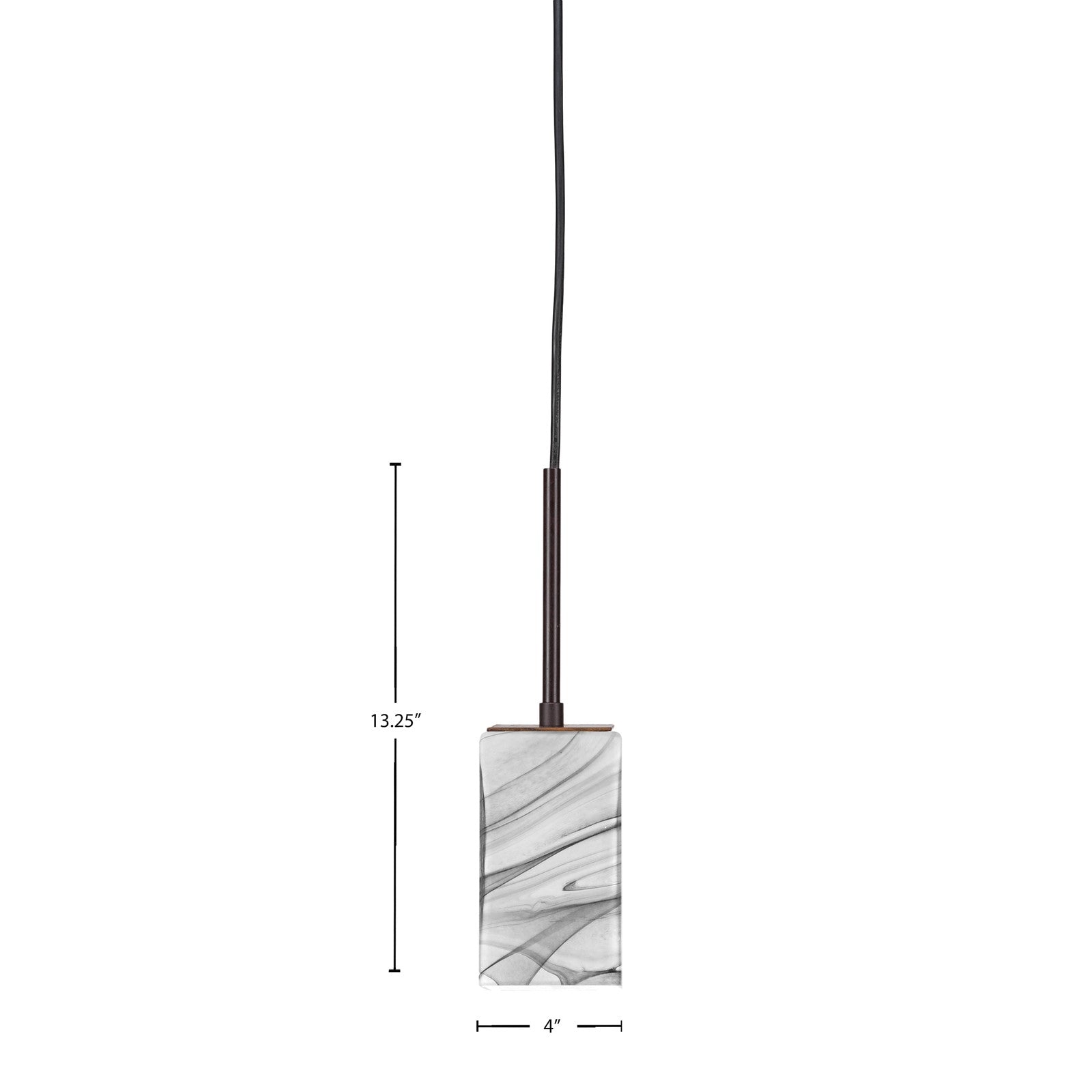 Toltec Apollo 4in 1-Light Pendant | Dark Granite Steel and Onyx Swirl Glass | Kitchen Island & Bar Area | 4 x 13.25 in | Model 572-DG-549