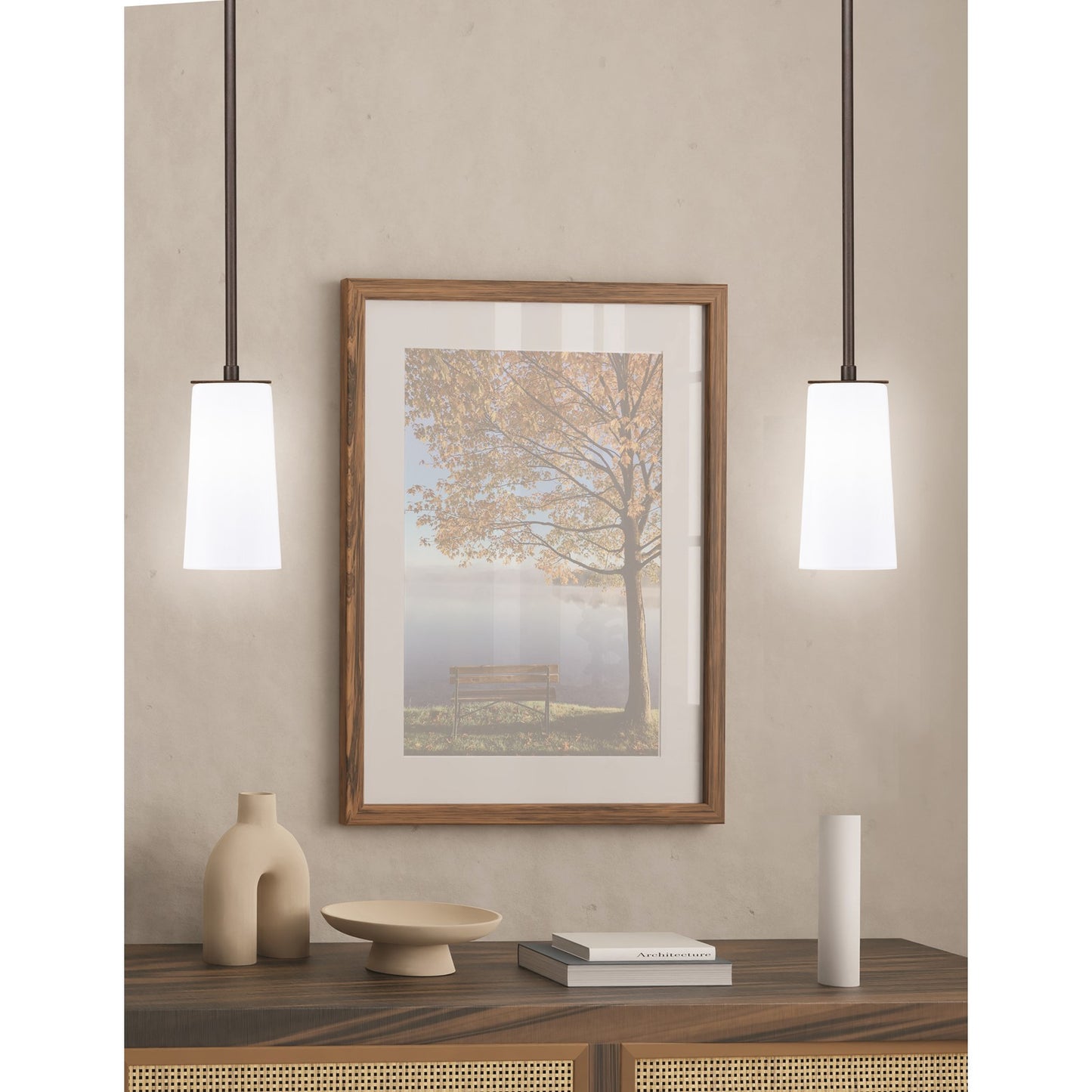 Toltec Apollo 5in 1-Light Pendant | Dark Granite Steel and White Opal Glass | Kitchen Island & Dining Room | 5 x 10.5 in | Model 573-DG-291