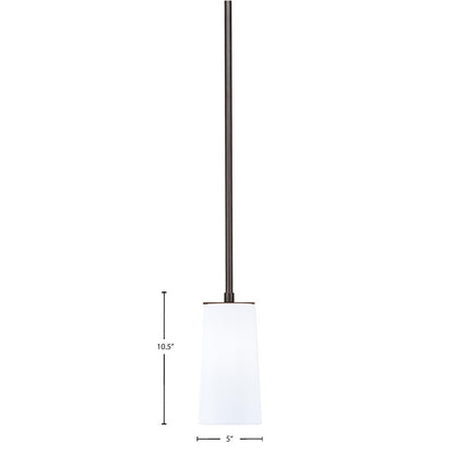 Toltec Apollo 5in 1-Light Pendant | Dark Granite Steel and White Opal Glass | Kitchen Island & Dining Room | 5 x 10.5 in | Model 573-DG-291