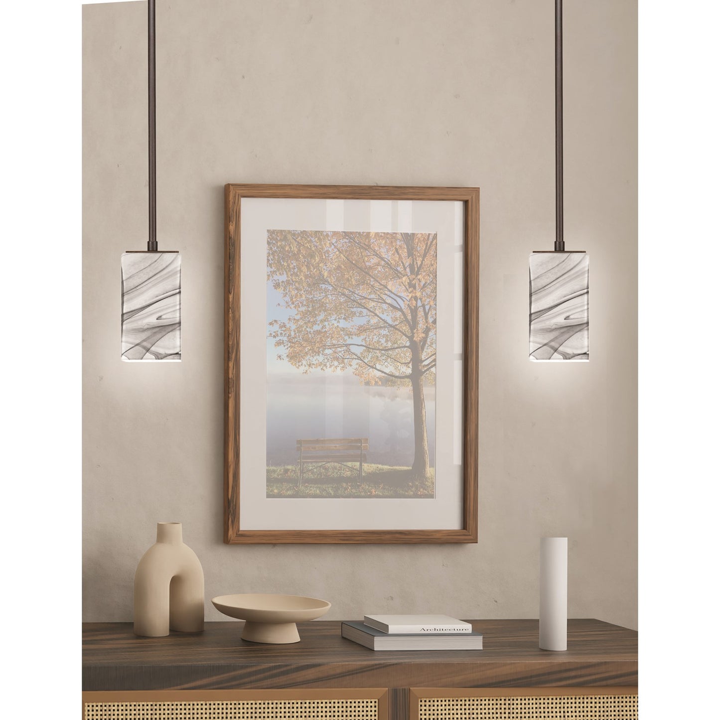 Toltec Apollo 4in 1-Light Pendant | Modern Dark Granite Steel and Onyx Swirl Glass | Kitchen Island & Dining Room | 4 x 7.25 in | Model 573-DG-549