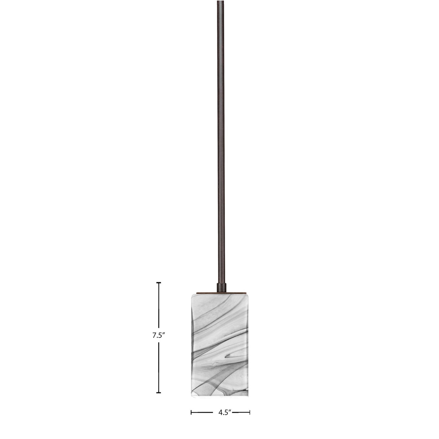 Toltec Apollo 4in 1-Light Pendant | Modern Dark Granite Steel and Onyx Swirl Glass | Kitchen Island & Dining Room | 4 x 7.25 in | Model 573-DG-549
